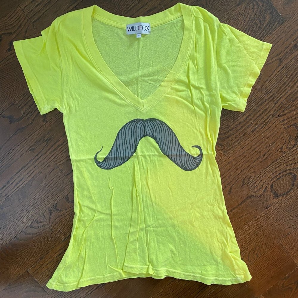 Wilfox Neon Yellow Mustache Tee